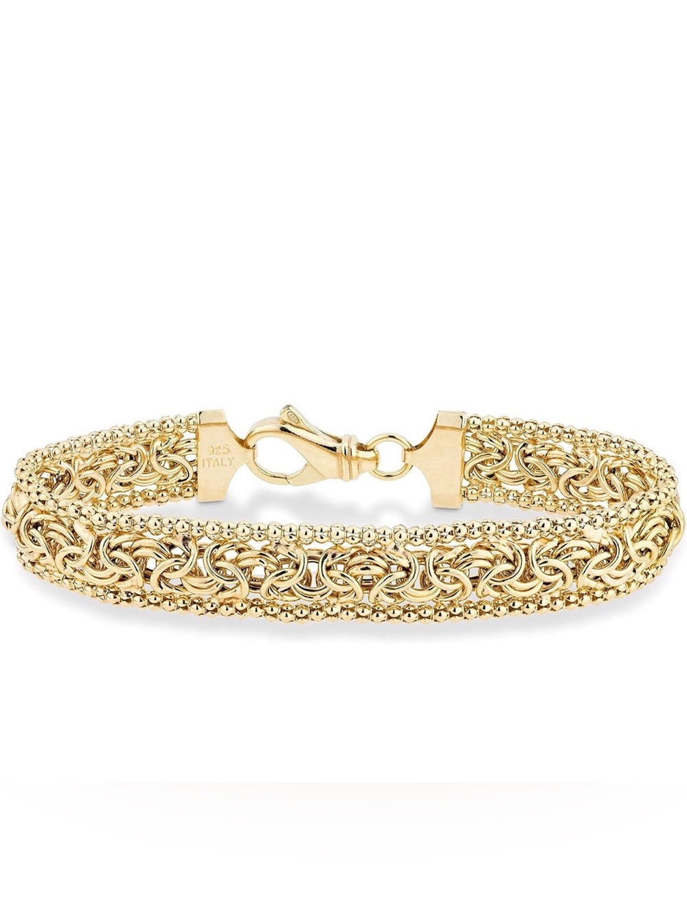 925 Sterling Silver 18K Gold Plated Byzantine Bracelet 7” 7.5” 8” made in italy